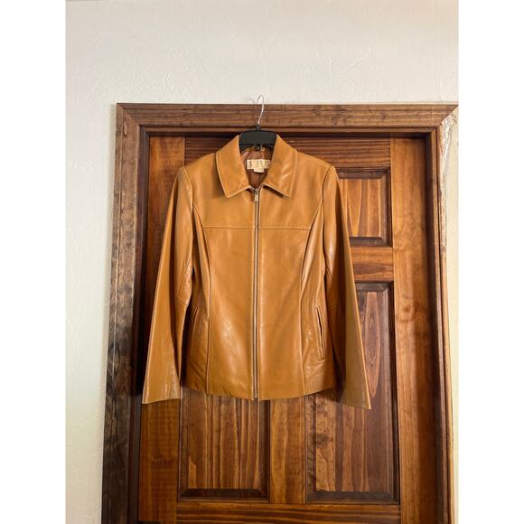 Michael Kors zip front lambskin, leather jacket, medium - Picture 1 of 12